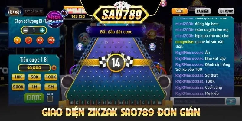 Giao diện Zikzak Sao789 đơn giản