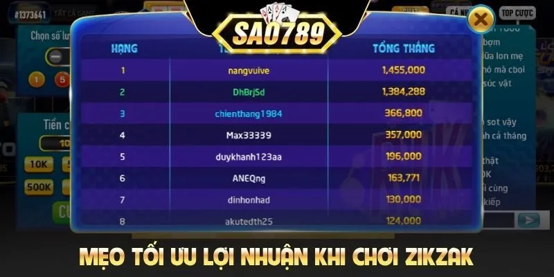 Mẹo tối ưu lợi nhuận khi chơi Zikzak